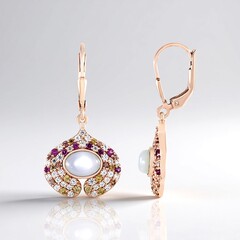 Boucles d'oreilles en argent et Pierre de Lune blanche (KM by Juwelo)