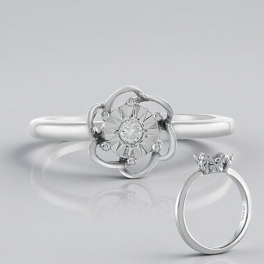 Anello in argento con Diamante I4 (J)