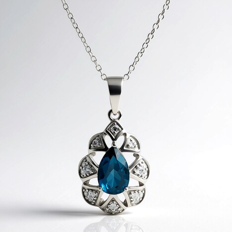 Collana in argento con Topazio Blu Londra
