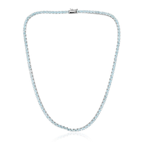 Zilveren halsketting met hemel-blauwe topaasstenen