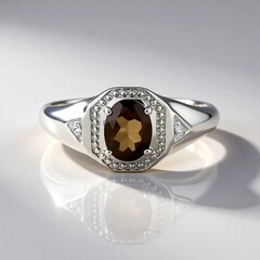 Anello in argento con Quarzo Fumè