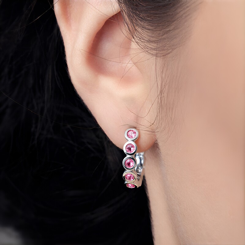 Brasilianischer Pinkfarbener Turmalin-Silberohrringe (Pallanova)