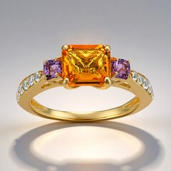 Anello in oro con Zaffiro Arancione Ban Ka Cha