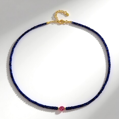 Collana in argento con Zaffiro Blu del Madagascar (Riya)
