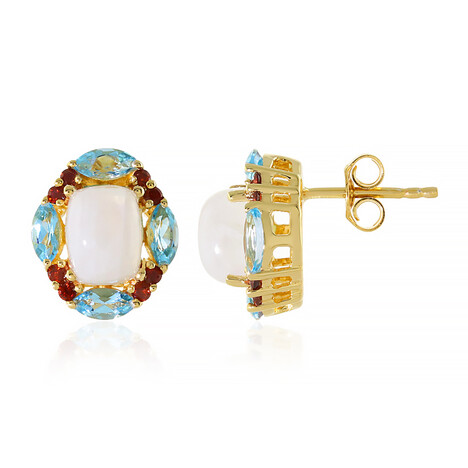 Pendientes en plata con Piedra de Luna arcoíris