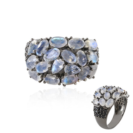 Regenbogen-Mondstein-Silberring