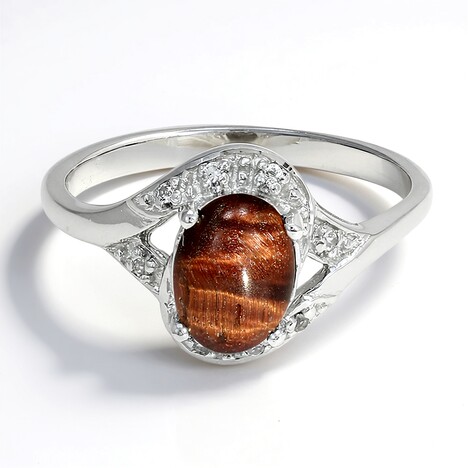 Anello in argento con Occhio di Tigre Rosso