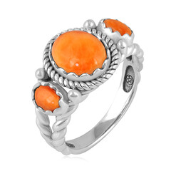Orange Stachelauster-Silberring