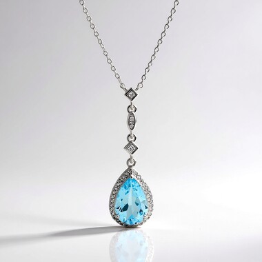 Himmelblauer Topas-Silbercollier