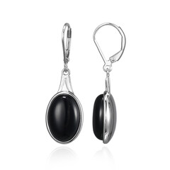 Boucles d'oreilles en argent et Agate noire