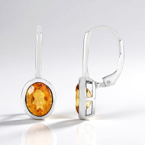 Boucles d'oreilles en argent et quarz orange (MONOSONO COLLECTION)