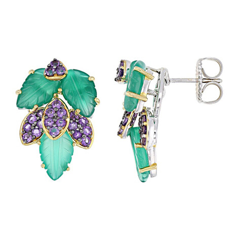 Grüner Achat-Silberohrringe (Gems en Vogue)