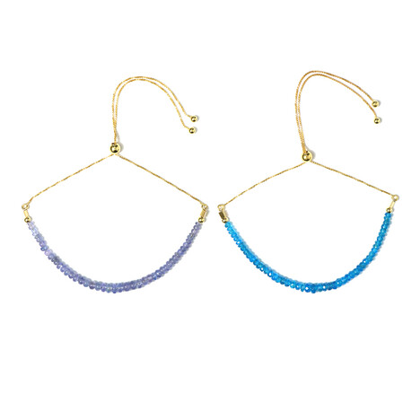 Brazalete en plata con Apatita azul neón