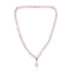 Zilveren halsketting met een Oranje zoetwater kweekparel (TPC)