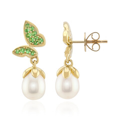 Weiße Süßwasserzuchtperlen-Goldohrringe