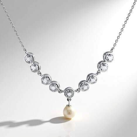 Collana in argento con Perla d'Acqua Dolce Bianca