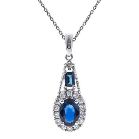 Gouden halsketting met een Blauwe Ceylon saffier