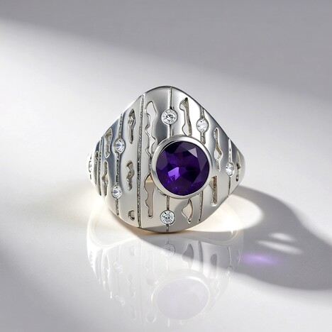Anello in argento con Ametista Siberiana (SAELOCANA)