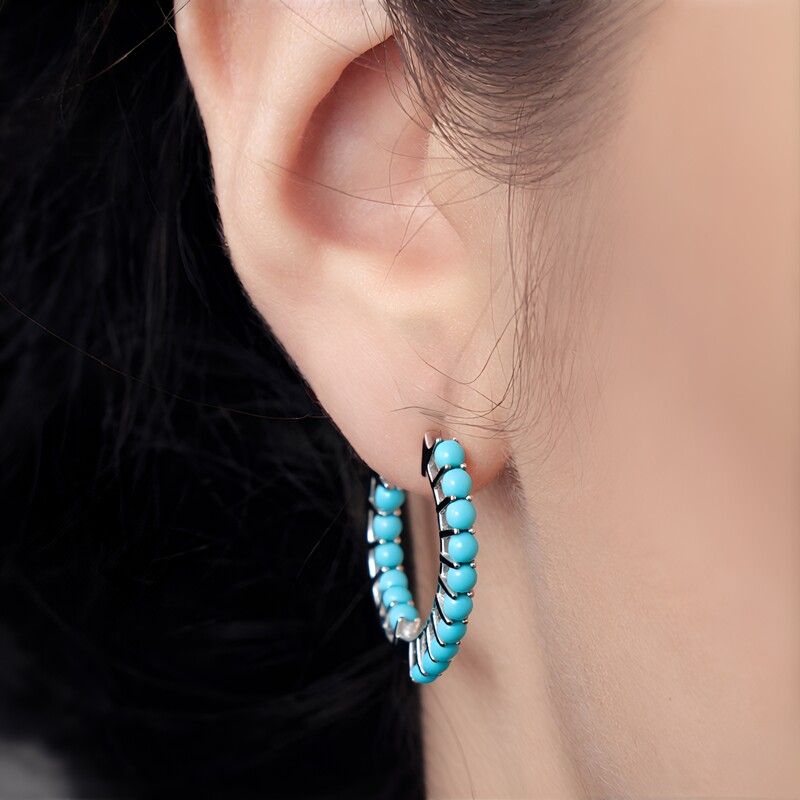 Sleeping Beauty-Türkis-Silberohrringe