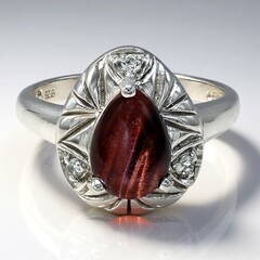 Anello in argento con Occhio di Tigre Rosso