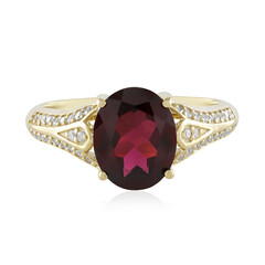 Gouden ring met een framboos rhodoliet (de Melo)