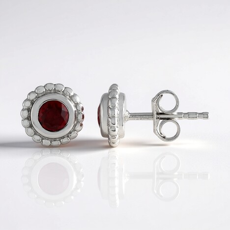 Boucles d'oreilles en argent et Rubis de Tanzanie