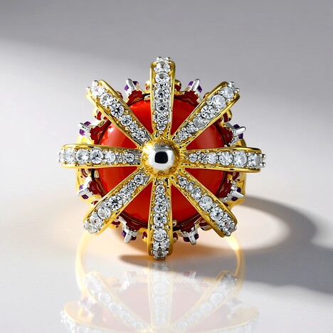 Anello in argento con Calcedonio Rosso (Gems en Vogue)