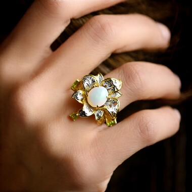 Welo-Opal-Silberring (Gems en Vogue)