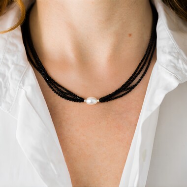 Collana in argento con Tormalina Nera
