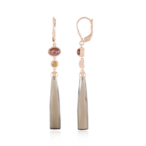 Boucles d'oreilles en argent et Quartz fumé (KM by Juwelo)
