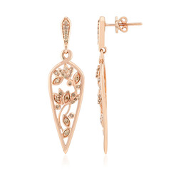 Gouden oorbellen met SI1 Argyle Rose De France Diamanten