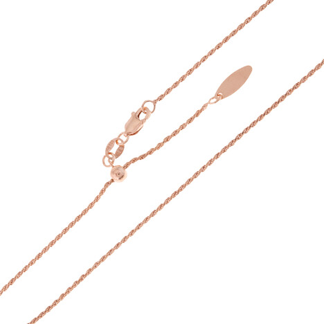 Silber-Kordelkette - 3,27 g - 60 cm (Länge verstellbar) - rosévergoldet