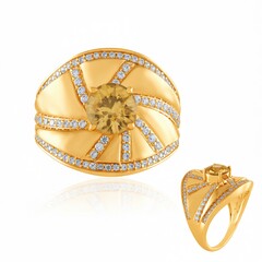 Zilveren ring met een Gele Zirkoon (de Melo Essence)