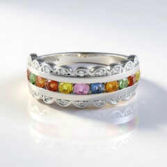Anello in argento con Zaffiro Fancy