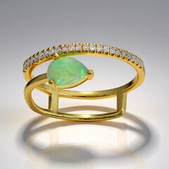 Anello in oro con Opale di Welo AAA