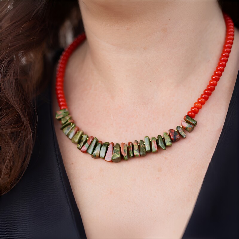 Collar en plata con Cuarzo naranja (Riya)