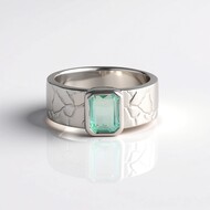 Paraiba Color Emerald Silver Ring (SAELOCANA)