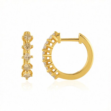 Gouden oorbellen met I2 Bruine Diamanten