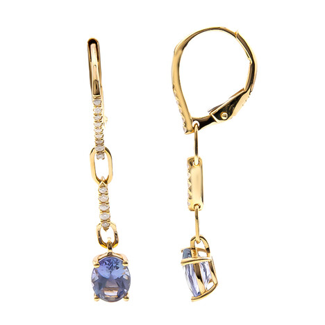 Nicht erhitzter Tansanit-Goldohrringe (CIRARI)