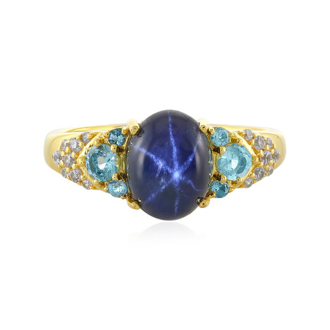 Anillo en plata con Zafiro estrella azul