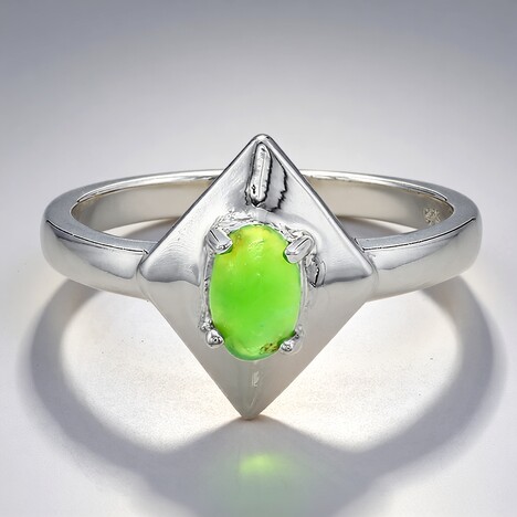 Anello in argento con Crisoprasio Imperiale