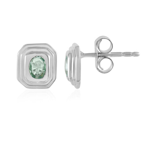 Boucles d'oreilles en argent et Émeraude de couleur Paraiba