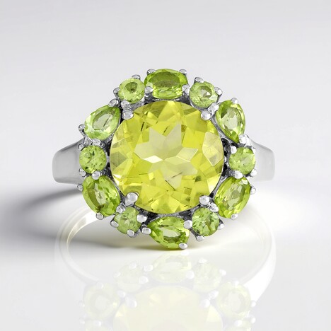 Anello in argento con Quarzo Ouro Verde