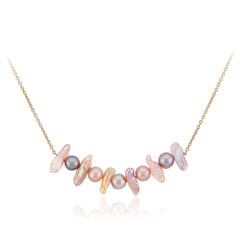 Collar en plata con Perla Keshi púrpura de agua dulce
