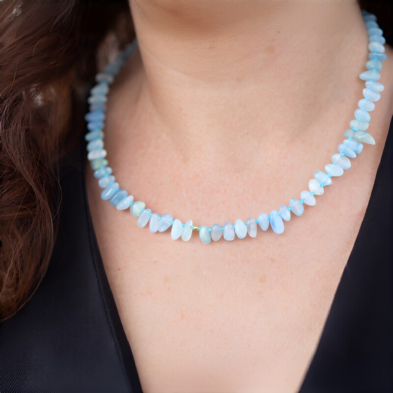 Zilveren halsketting met Braziliaanse Aquamarijnen (Riya)