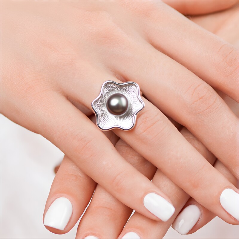 Anello in argento con Perla di Acqua Dolce (TPC)