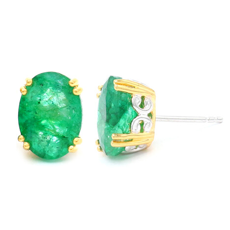 Pit D8 Emerald Silver Earrings (Gems en Vogue)