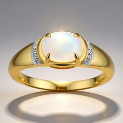 Bague en or et Opale blanche du Brésil