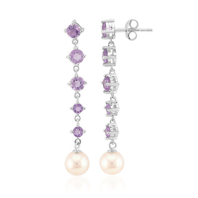 Boucles d'oreilles en argent et Perle blanche de culture d'eau douce