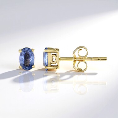 Boucles d'oreilles en or et Saphir bleu de Ceylan